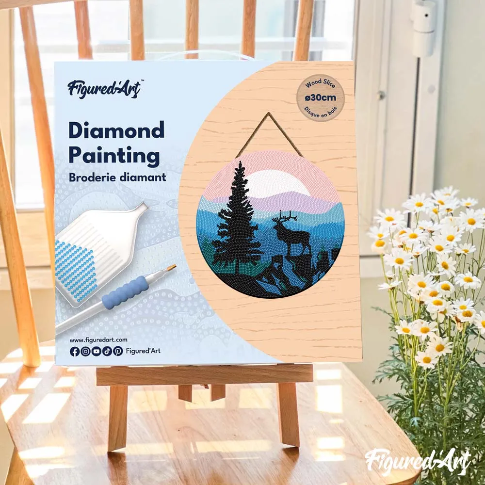 Figured'Art Herten Landschap Diamond Painting Hout 30 cm