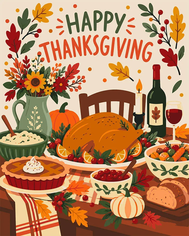 Figured'Art Fijne Thanksgiving schilderen op nummer 40x50