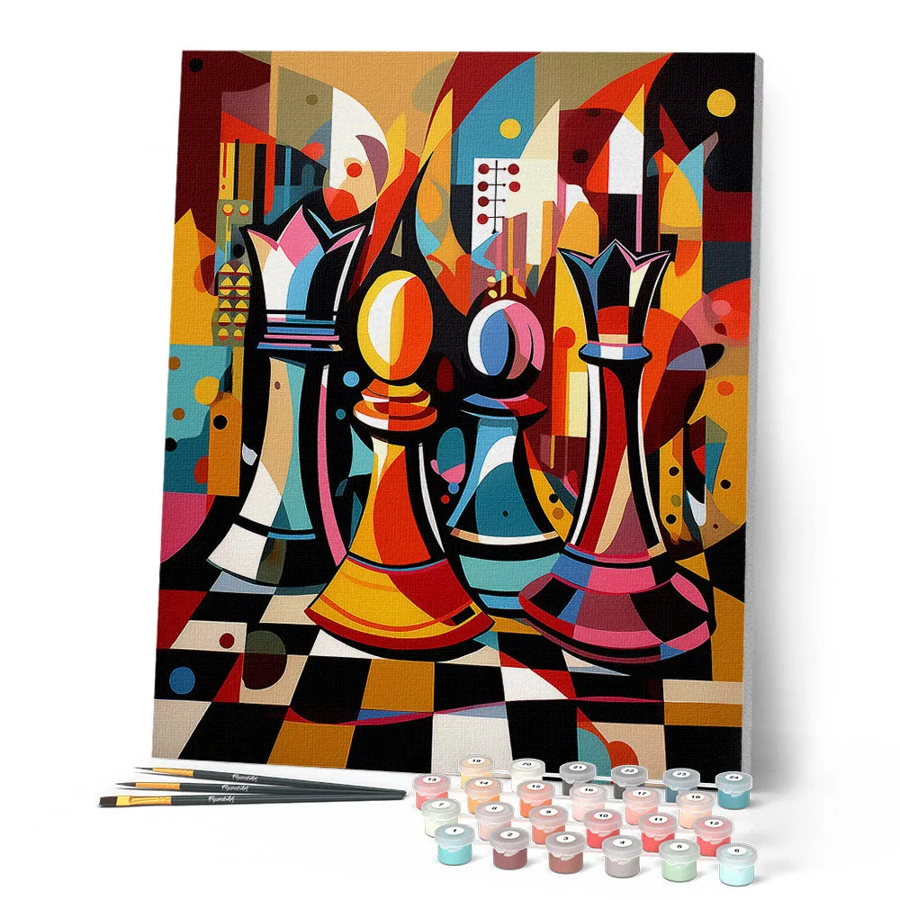 Figured'Art Gedurfd Abstract Schaakbord schilderen op nummer 40x50 cm eenvoudig