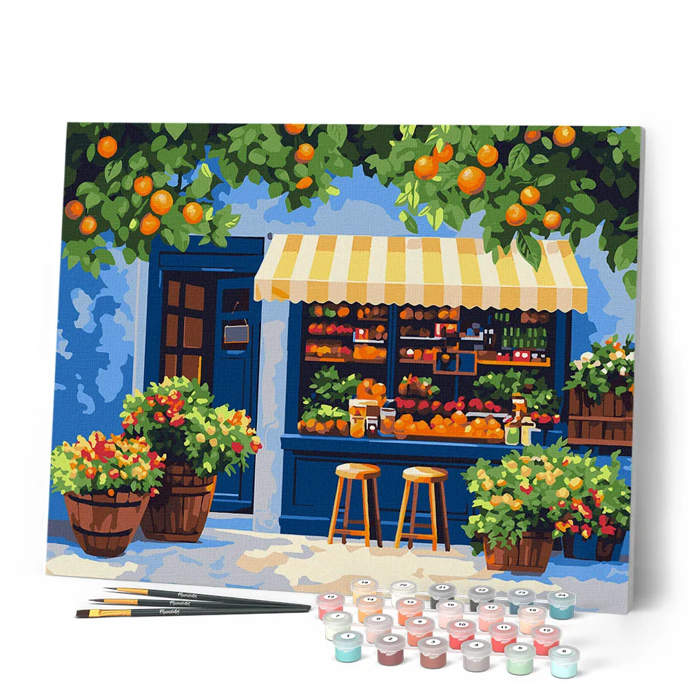 Figured'Art De kleine kruidenierswinkel schilderen op nummer 40x50cm