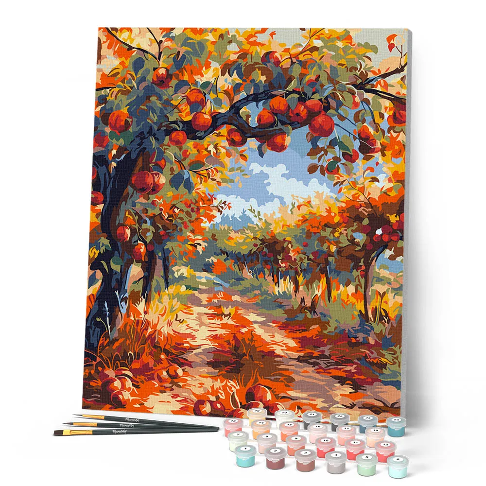 Figured'Art Rode Appels Herfstboom schilderen op nummer 40x50 cm