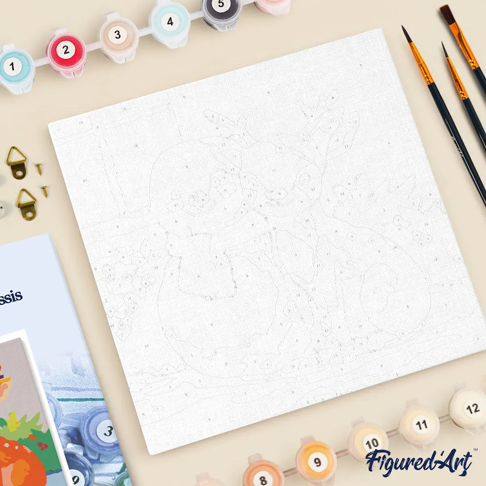 Figured'Art Kerstvrienden schilderen op nummer 20x20 met lijst kerst