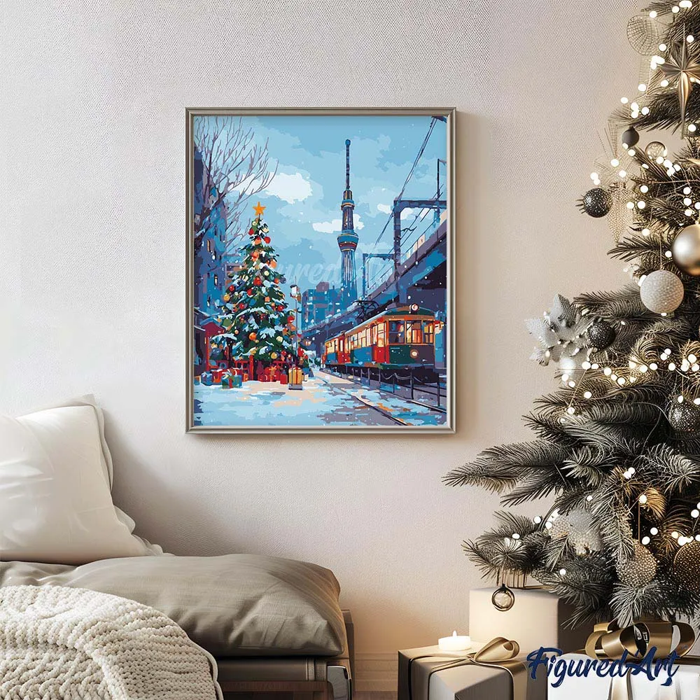 Figured'Art Schilderen op Nummer Kerst in Tokio canvas 40x50 cm winter