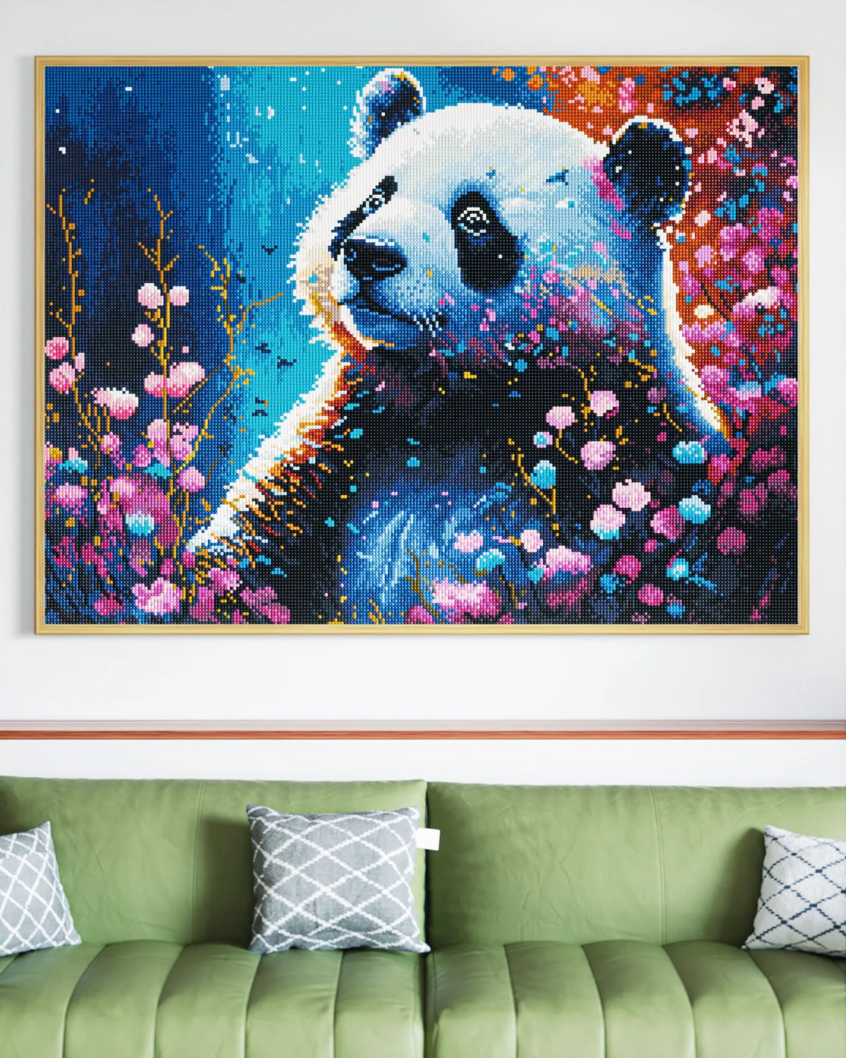 ARTDOT Bloeiende Panda diamond painting 50 x 35 cm