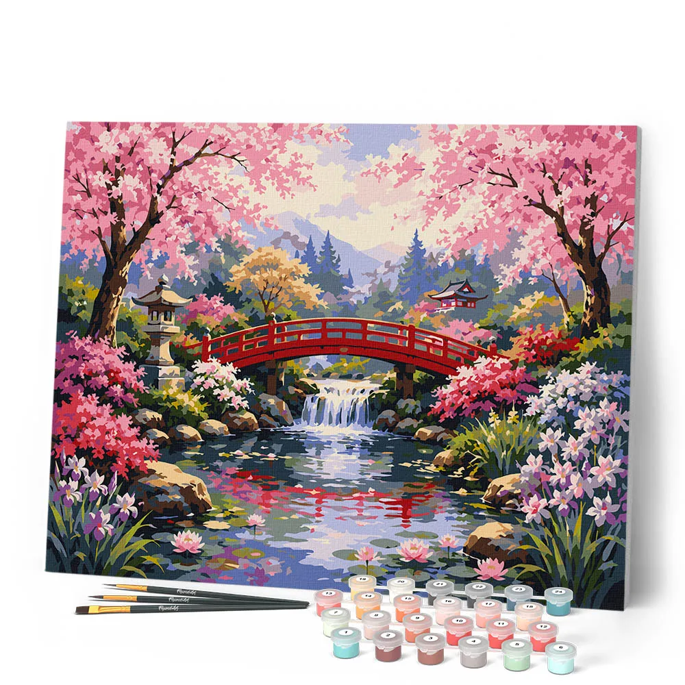 Figured'Art Brug in de Japanse tuin schilderen op nummer 40x50 cm