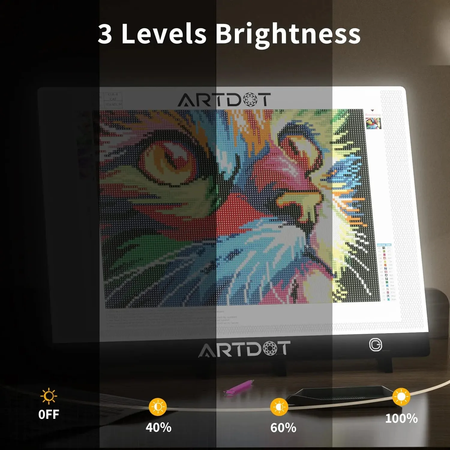 ARTDOT Lightpad A4 Lichttafel diamond painting dimbaar