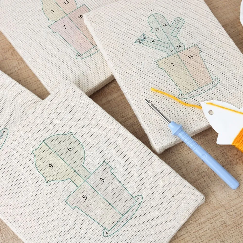 Figured'Art Mini Binnen Tuin 1 punch needle set 4 stuks met frames