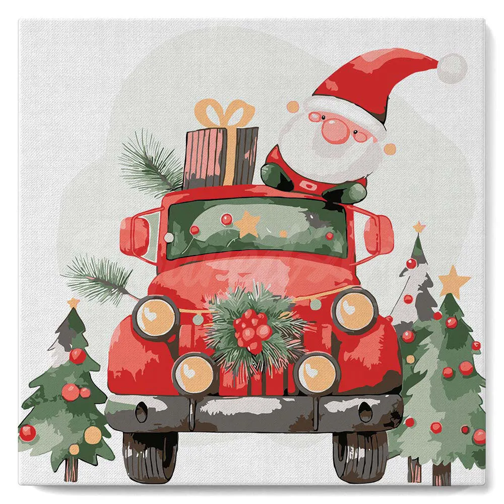 Figured'Art Vrachtwagen van de Kerstman schilderen op nummer 20x20