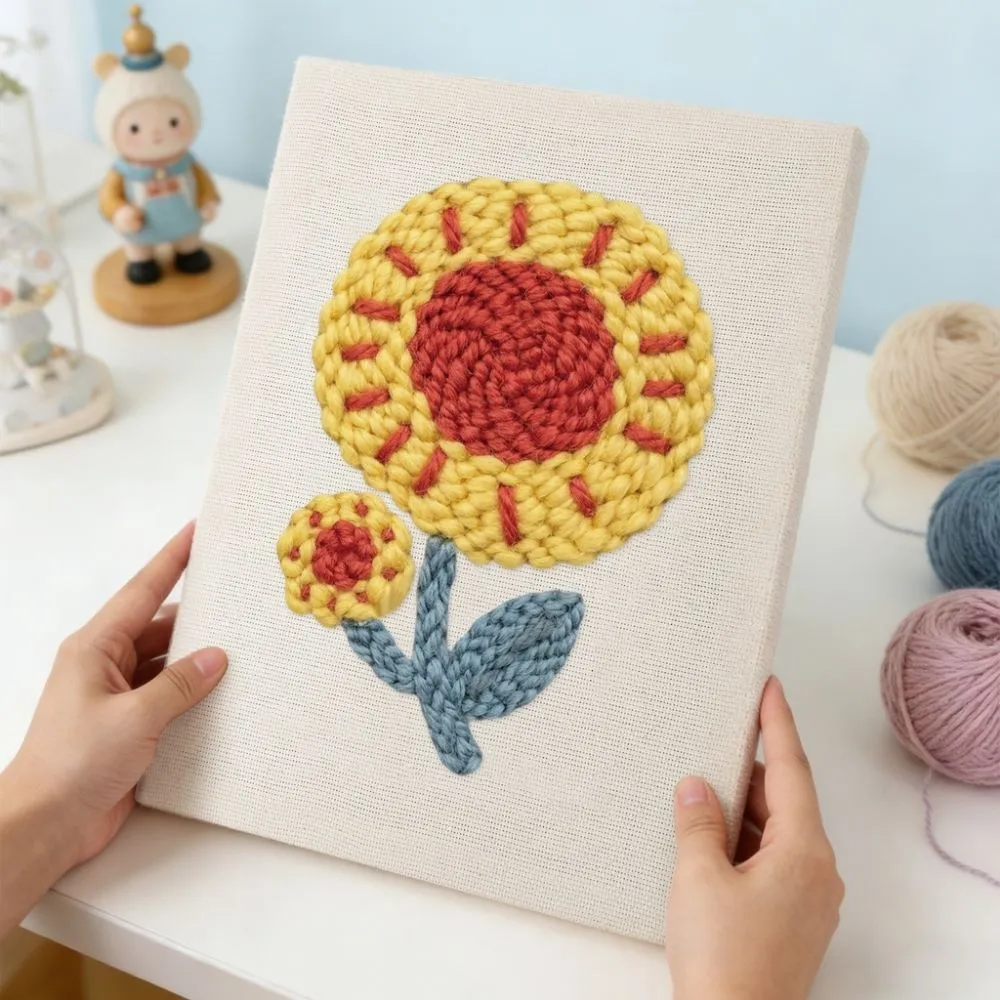 Figured'Art Zonnebloem Punch Needle Pakket 20x30 cm Frame