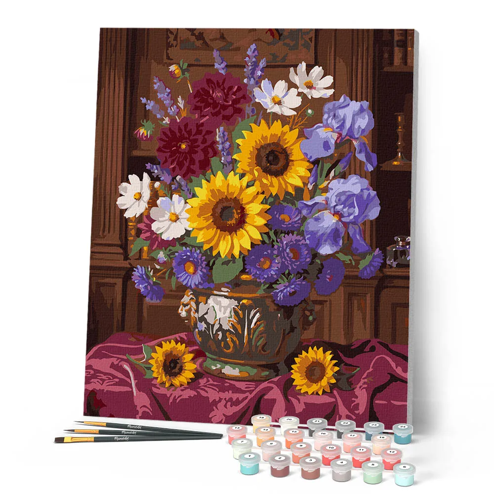 Figured'Art Levendig Tuinboeket schilderen op nummer 40x50cm bloemen