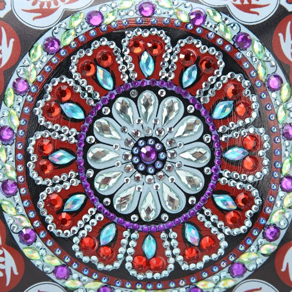 Figured'Art Karmozijnrood Mandala diamond painting handtas 18x15 cm