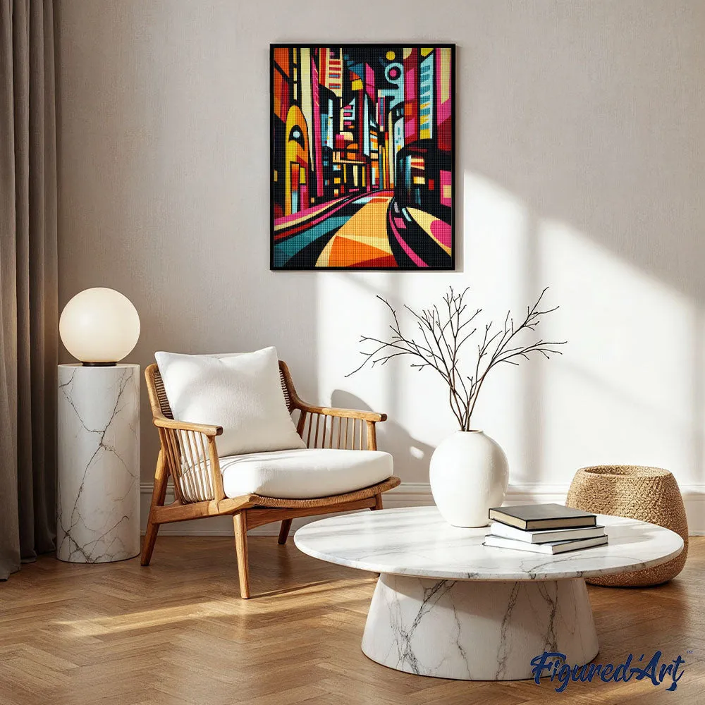 Figured'Art Gedurfd Abstract Stedelijke Straat diamond painting 40x50 cm full drill