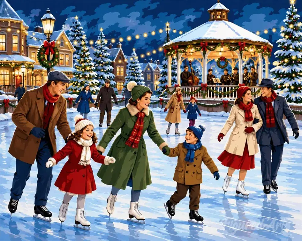 Figured'Art Winterplezier met het gezin diamond painting winter