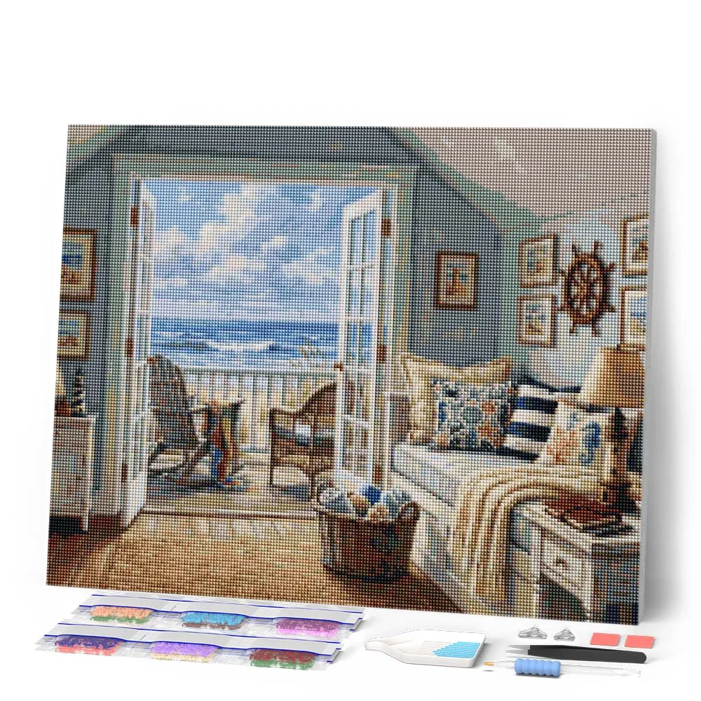 Figured'Art Uitzicht op de oceaan diamond painting 40x50 cm full drill