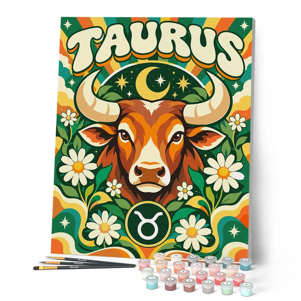 Figured'Art Retro Sterrenbeeld Stier schilderen op nummer 40x50 cm sterrenbeeld