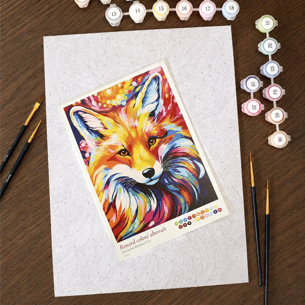 Figured'Art Kleurrijke Abstracte Vos cadeauset schilderen op nummer