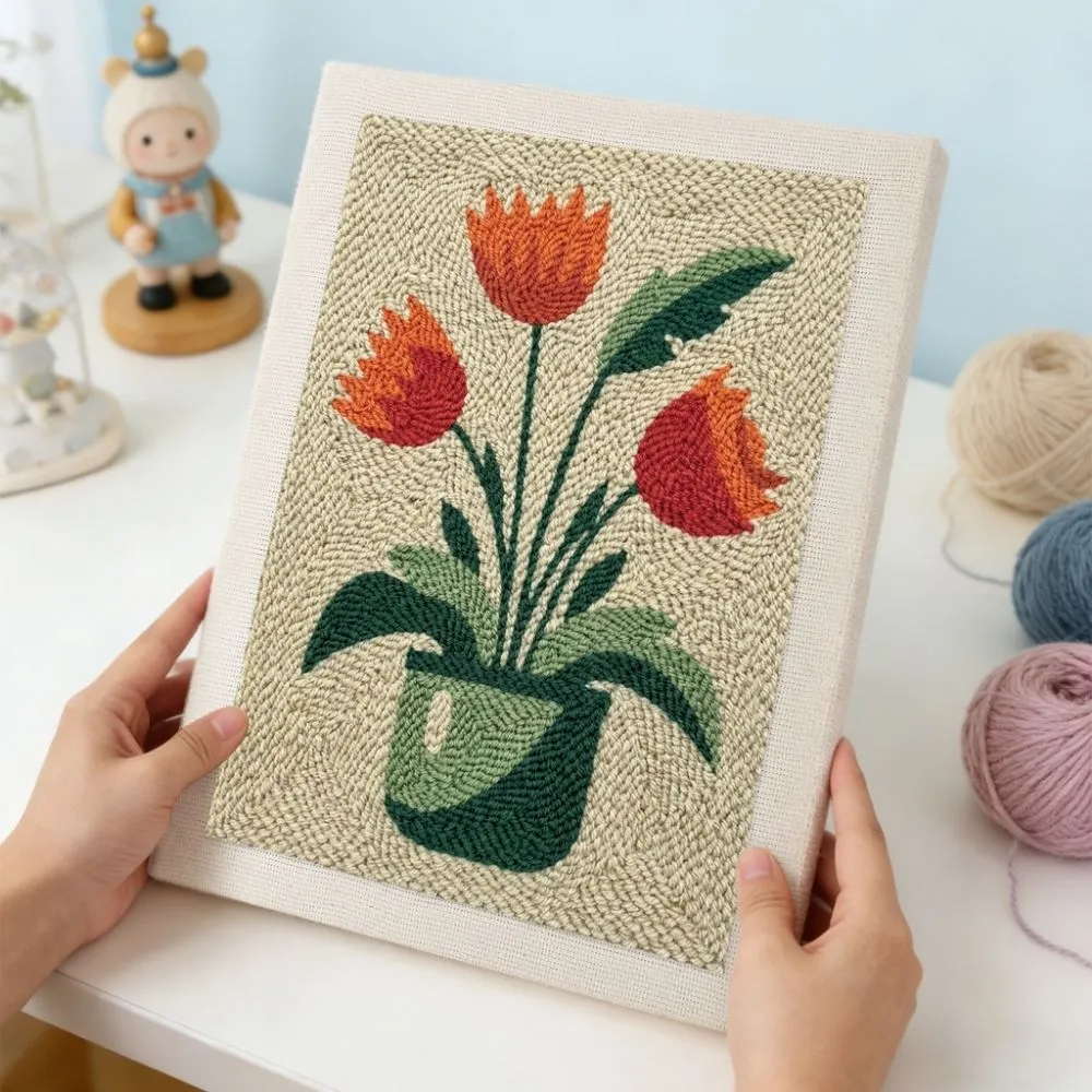 Figured'Art Bloeiende Tulpen punch needle pakket 20x30cm katoen