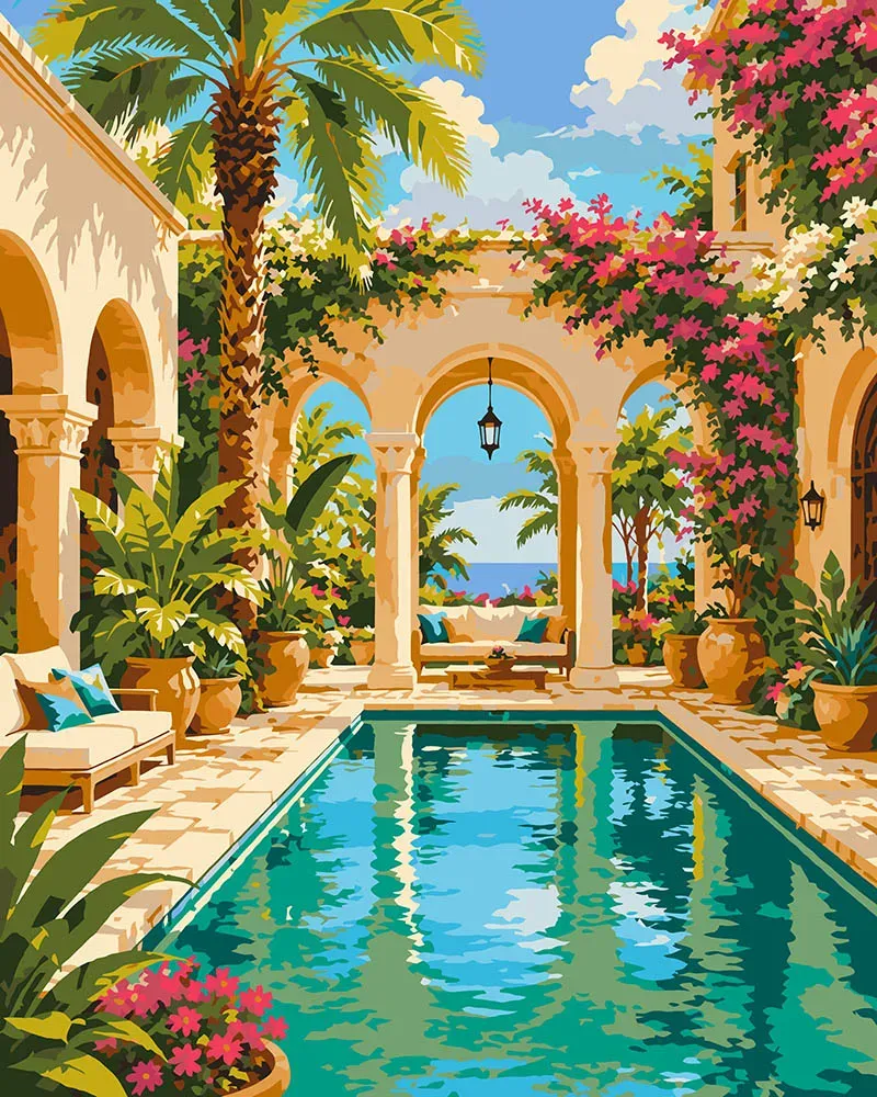 Figured'Art Mediterraans Paradijs schilderen op nummer 40x50 cm zomer