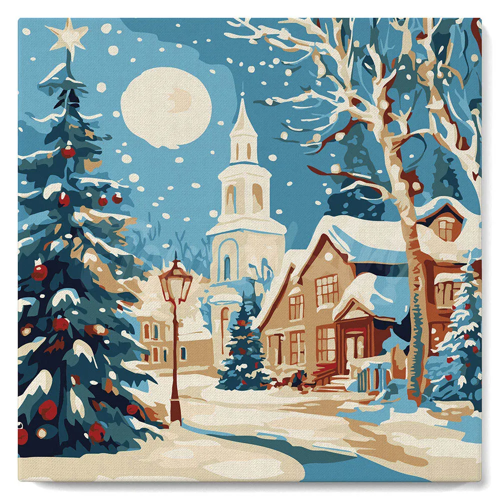 Figured'Art Mini Schilderen op Nummer Kerststraat 20x20 met frame