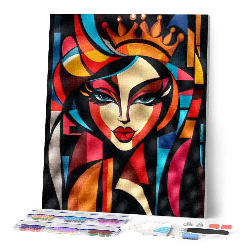 Figured'Art Gedurfd Abstract Koningin diamond painting 40x50cm vrouw