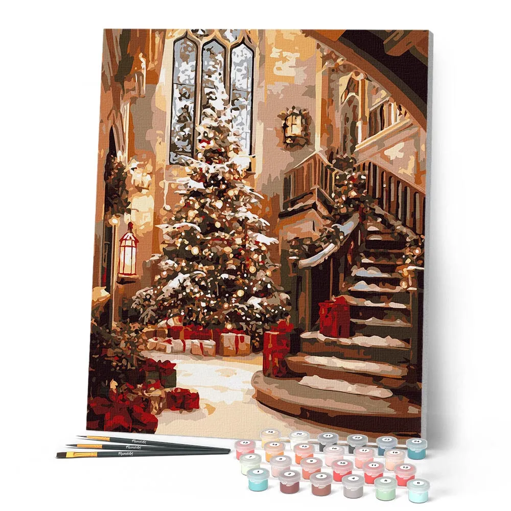 Figured'Art Grote Kerstzaal schilderen op nummer 40x50 cm kerst winter