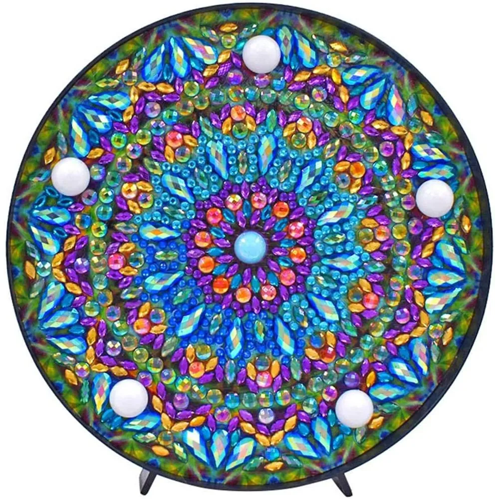 Figured'Art Mandala Blauw LED-lamp diamond painting 15cm