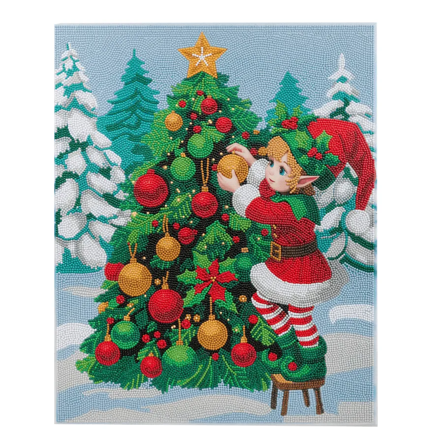 Craft Buddy Crystal Art Christmas Elf canvas 40x50 cm
