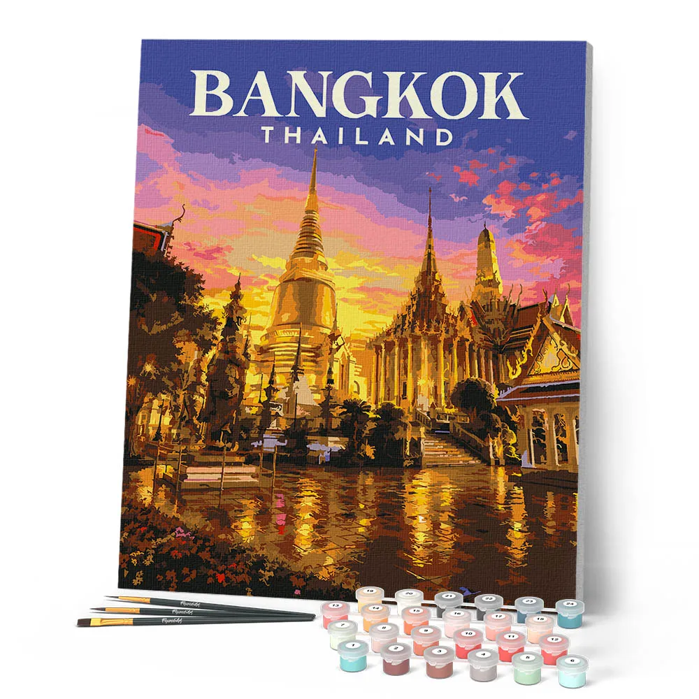 Figured'Art Bangkok, Tempel van de Smaragdgroene Boeddha Schilderen op Nummer 40x50cm