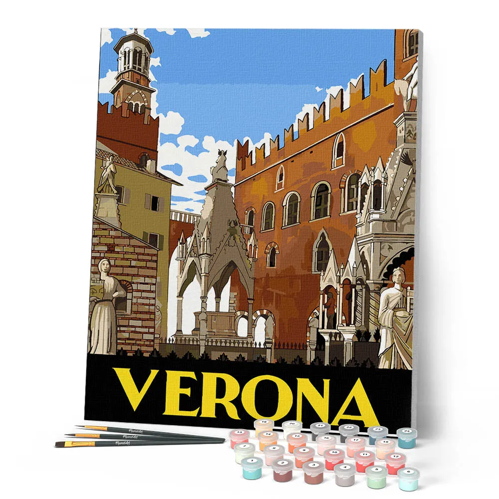 Figured'Art Vintage poster van Verona schilderen op nummer
