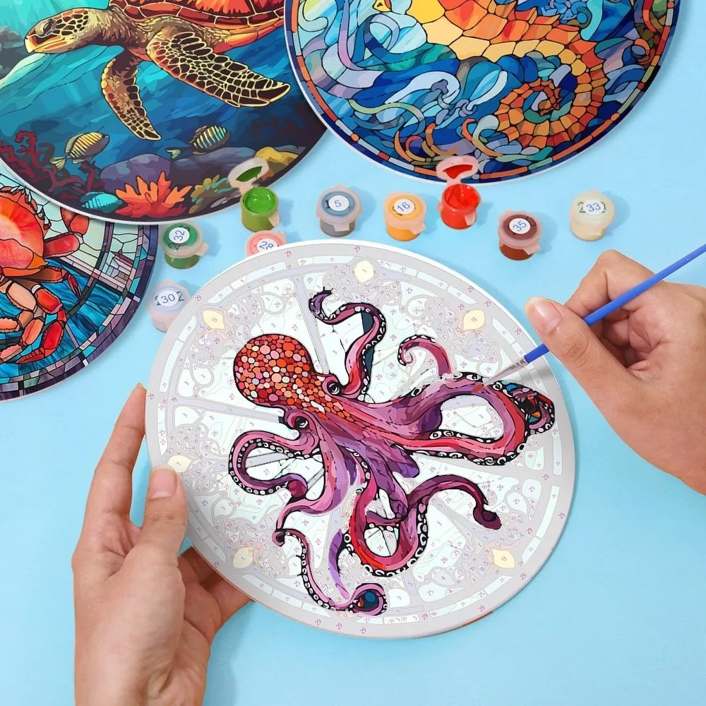 Figured'Art Oceaanwezens placemats schilderen op nummer 20cm 4 stuks