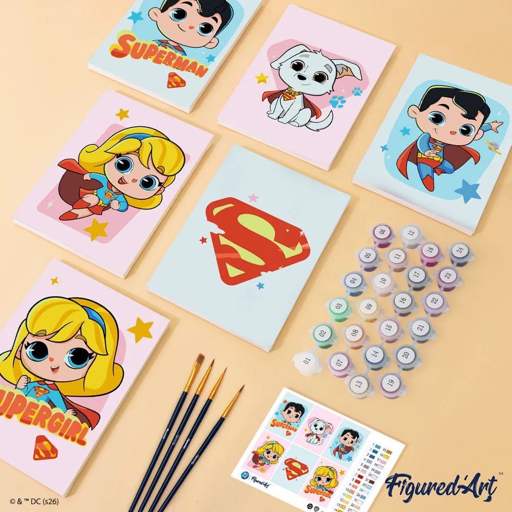 Figured'Art Superman en Supergirl schilderen op nummer 15x20 cm 6 stuks