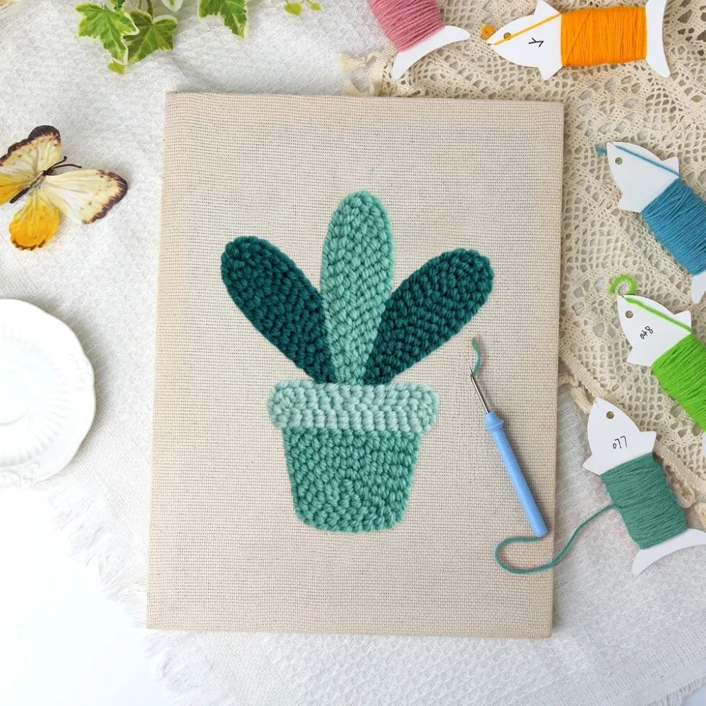 Figured'Art Lachende Vetplant punch needle pakket 20x30 cm frame