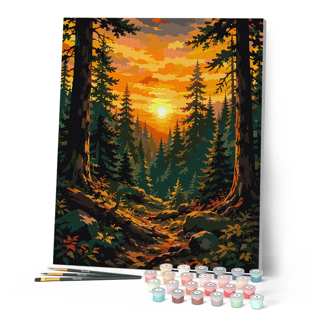 Figured'Art Gouden dennenbos schilderen op nummer 40x50cm