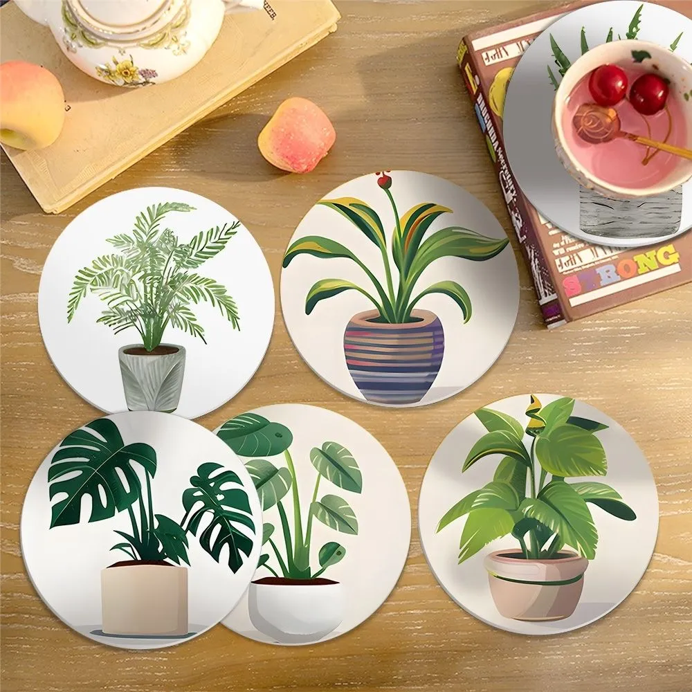 Figured'Art Monstera en Varen onderzetters schilderen op nummer 10cm 6 stuks