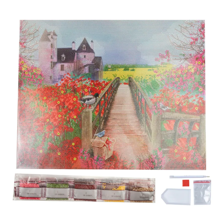 Craft Buddy Crystal Art Castle Beyond Poppies canvas 50x40cm