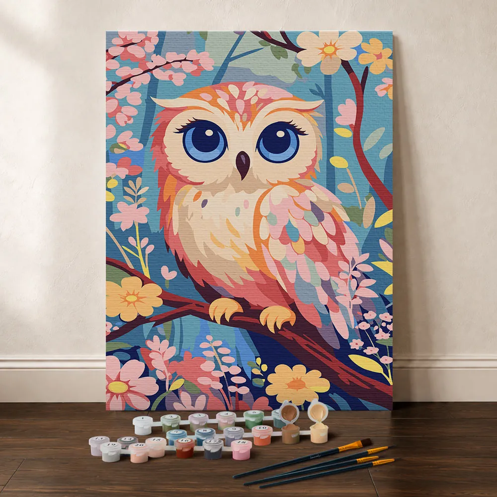 Figured'Art Schattige Uil cadeauset schilderen op nummer