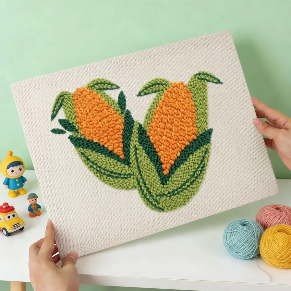 Figured'Art Gouden Maïs punch needle pakket met frame 20x30cm katoen