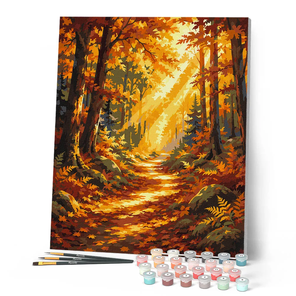 Figured'Art Bospad met Zonnestralen schilderen op nummer 40x50 cm