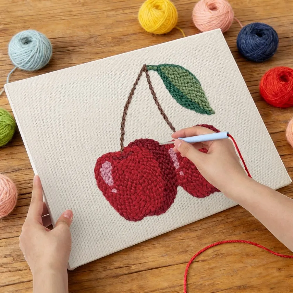 Figured'Art Punch Needle Kersen borduurpakket 20x30cm katoen