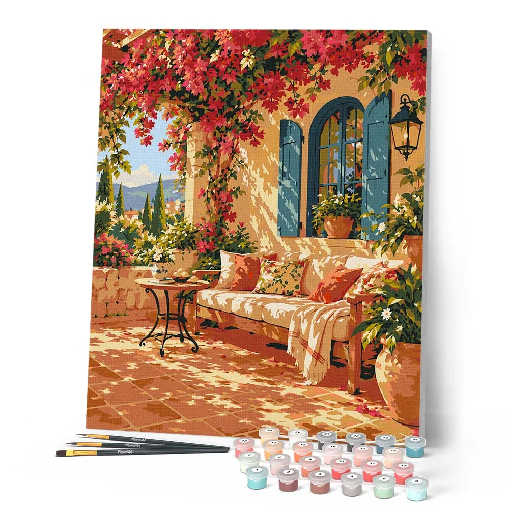 Figured'Art Terras in Bloei schilderen op nummer 40x50cm mediterraan
