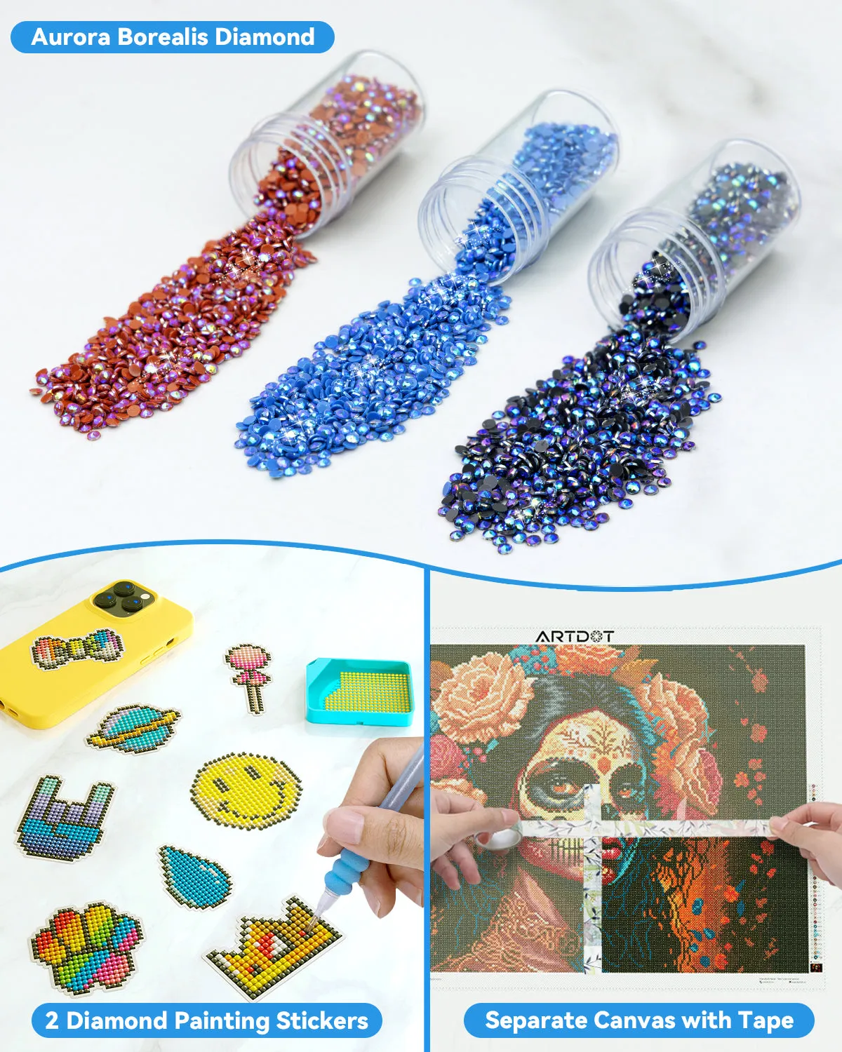 ARTDOT Día de los Muertos diamond painting beginner kit 35x25 fluweel