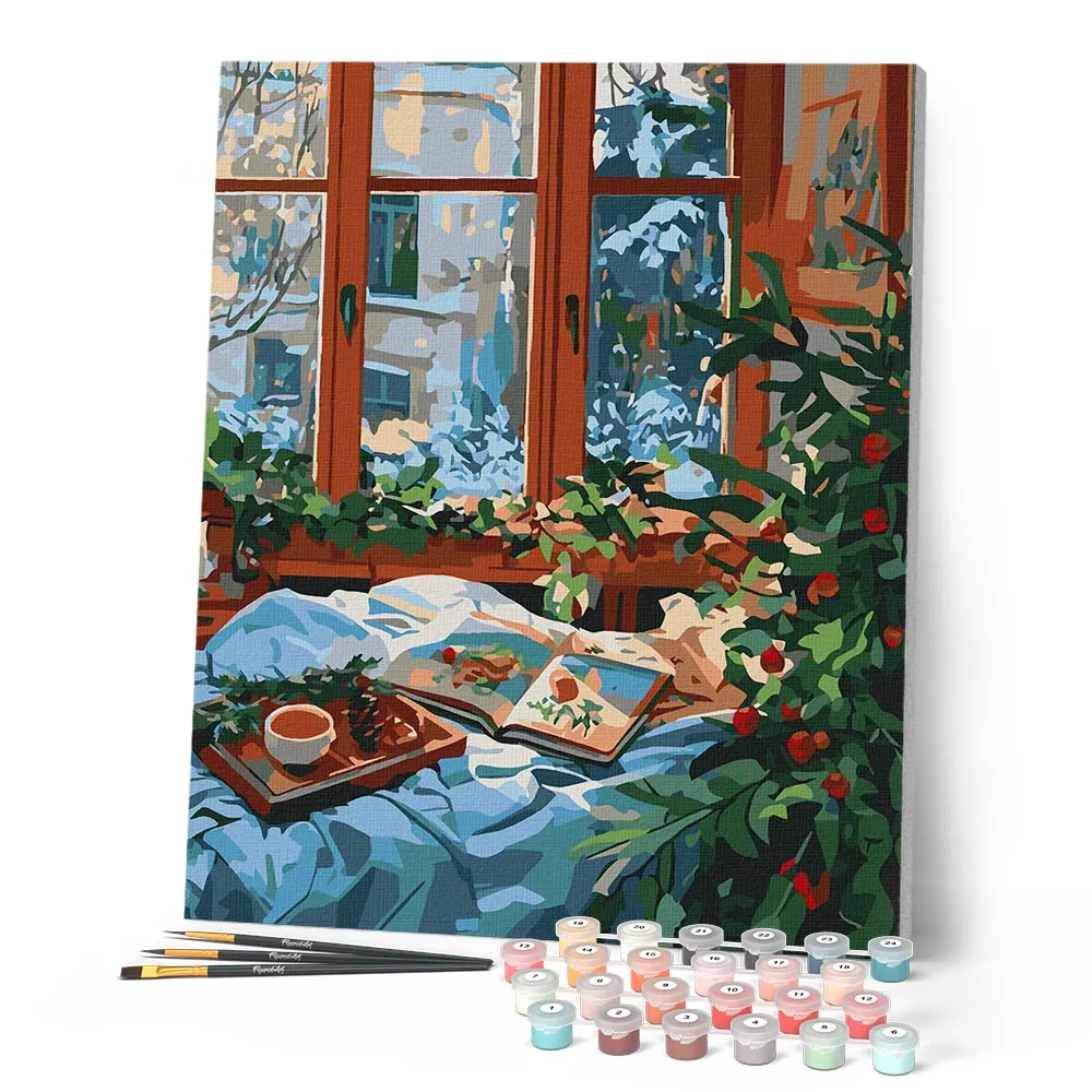 Figured'Art Knusse Winter in Bed schilderen op nummer 40x50 cm