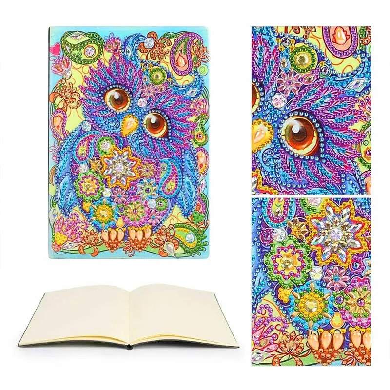 Figured'Art Uil diamond painting notitieboek A5 ronde steentjes