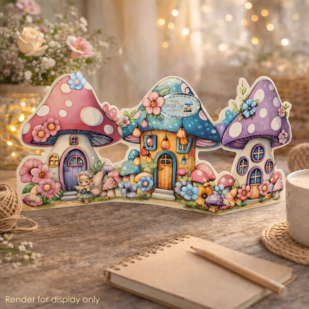 Craft Buddy Fairy Mushroom House kaartenpakket 24 stuks