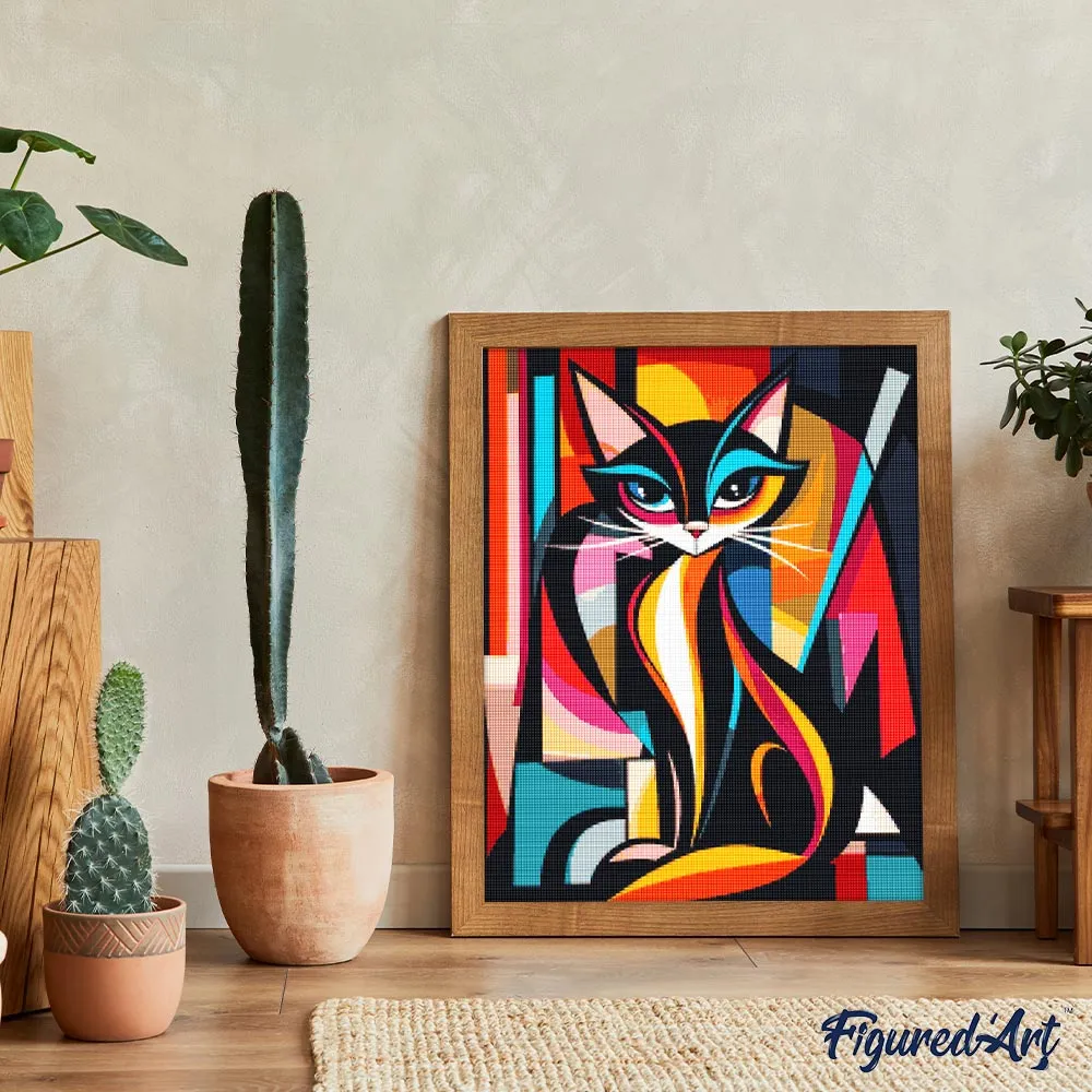 Figured'Art Gedurfd Abstract Kat diamond painting 40x50 cm