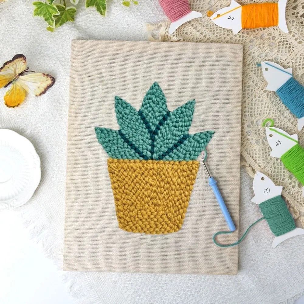 Figured'Art Zonnige Vetplant punch needle pakket 20x30cm beginners