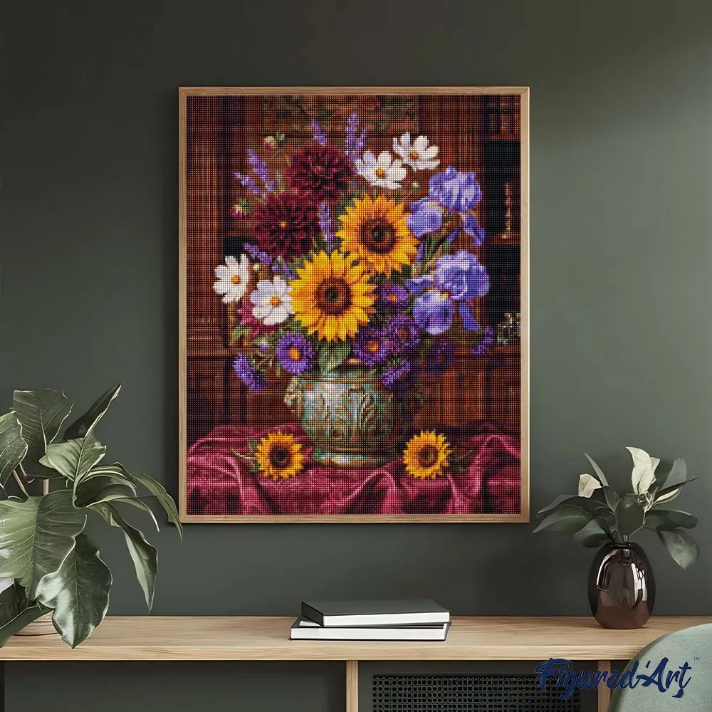Figured'Art Levendig tuinboeket diamond painting 40x50 cm bloemen