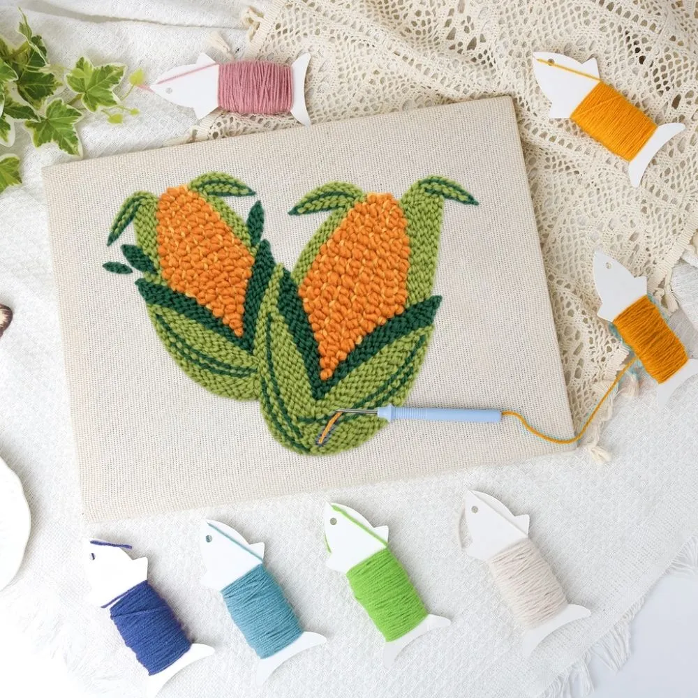 Figured'Art Gouden Maïs punch needle pakket met frame 20x30cm katoen