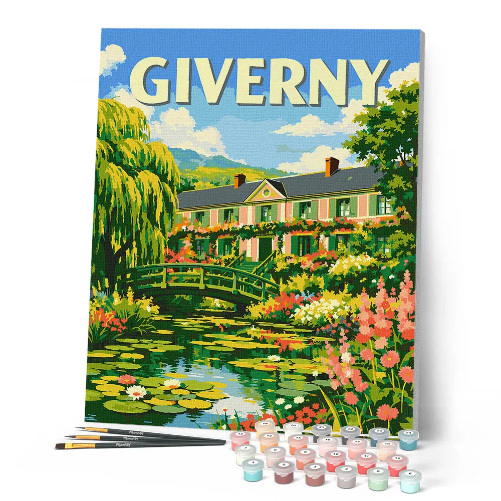 Figured'Art Reisposter Giverny schilderen op nummer 40x50cm Frankrijk