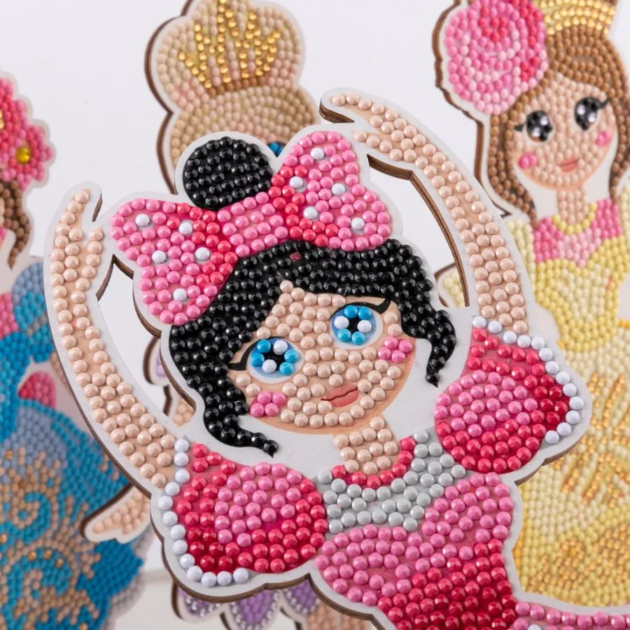 Craft Buddy Crystal Art Ballerinas houten kit 4 stuks